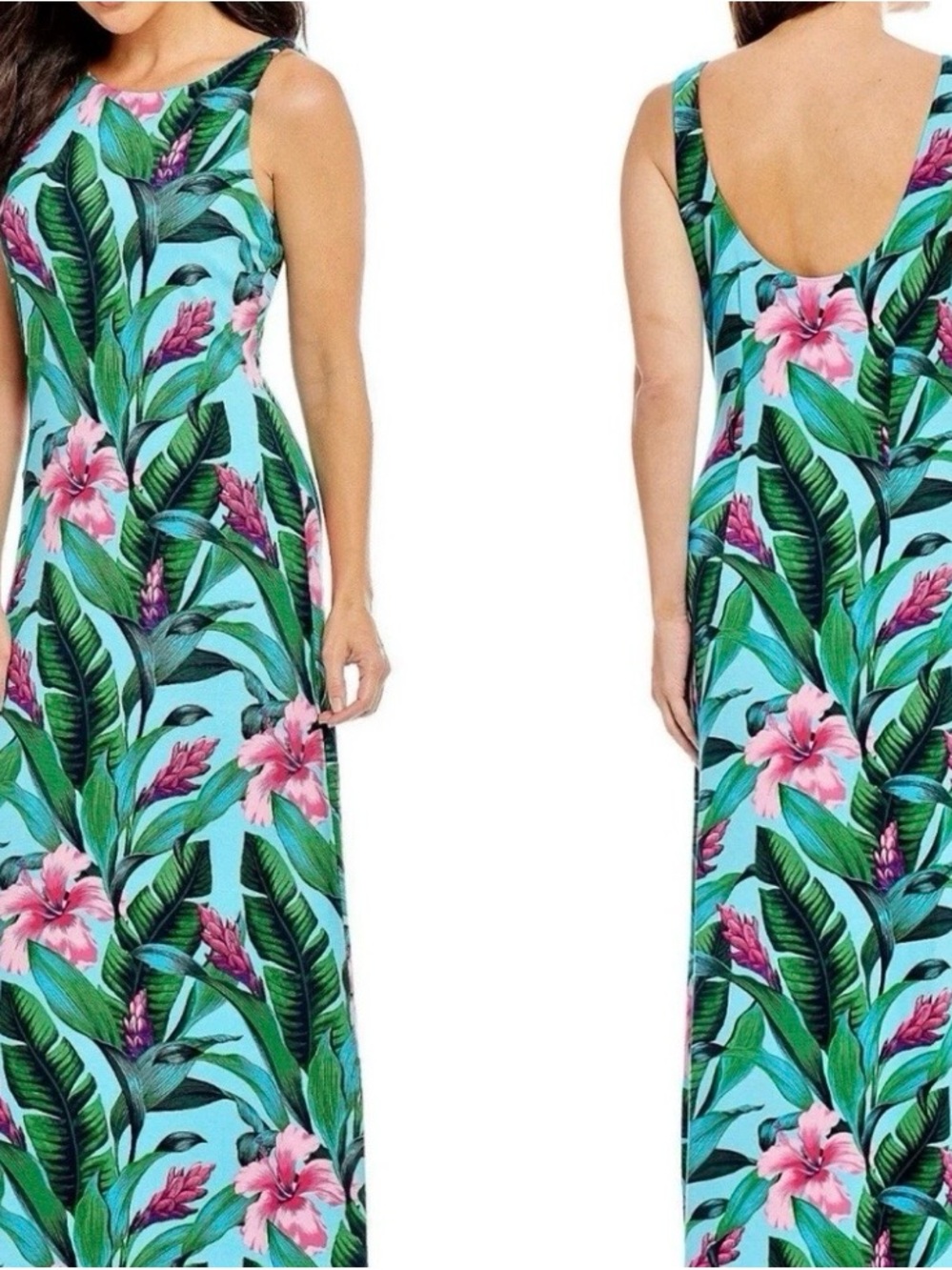 Tommy Bahama Aqua Tropical Floral Maxi Dress